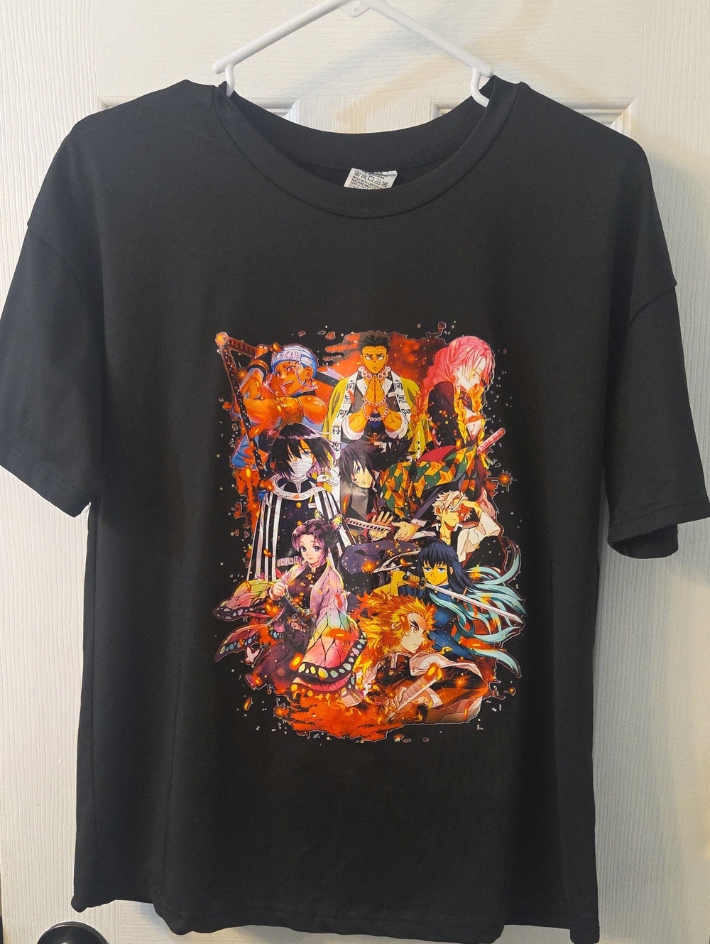 Black Anime Demon Slayer Character Graphic Tee - Kids Short Sleeve Shirt